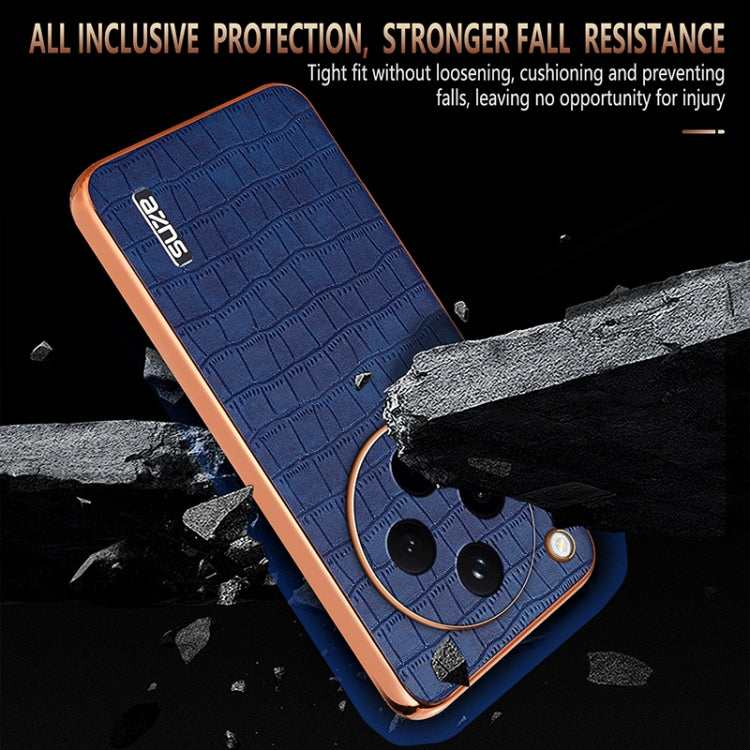 For OPPO Find X8 AZNS Electroplated Frame Crocodile Texture Full Coverage Phone Case