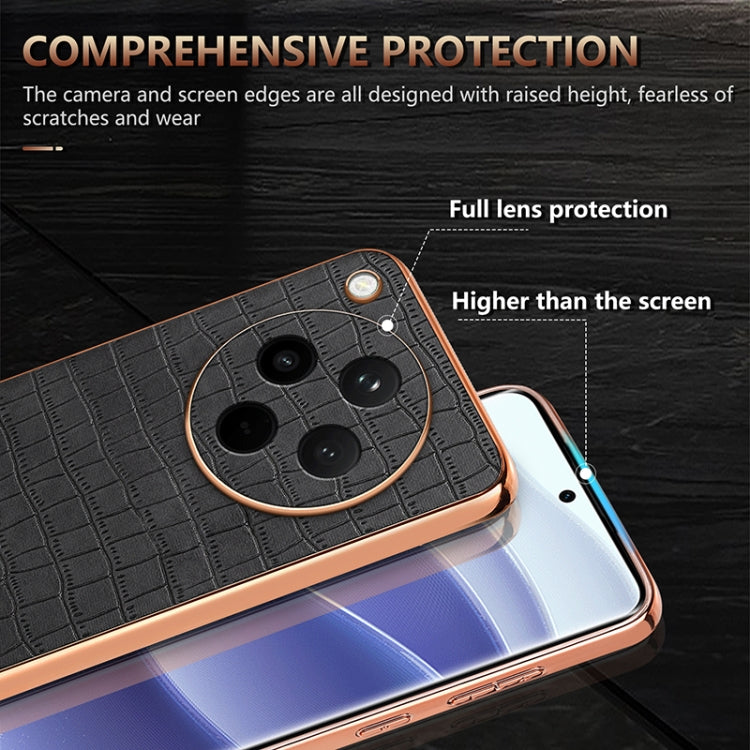 For OPPO Find X8 AZNS Electroplated Frame Crocodile Texture Full Coverage Phone Case