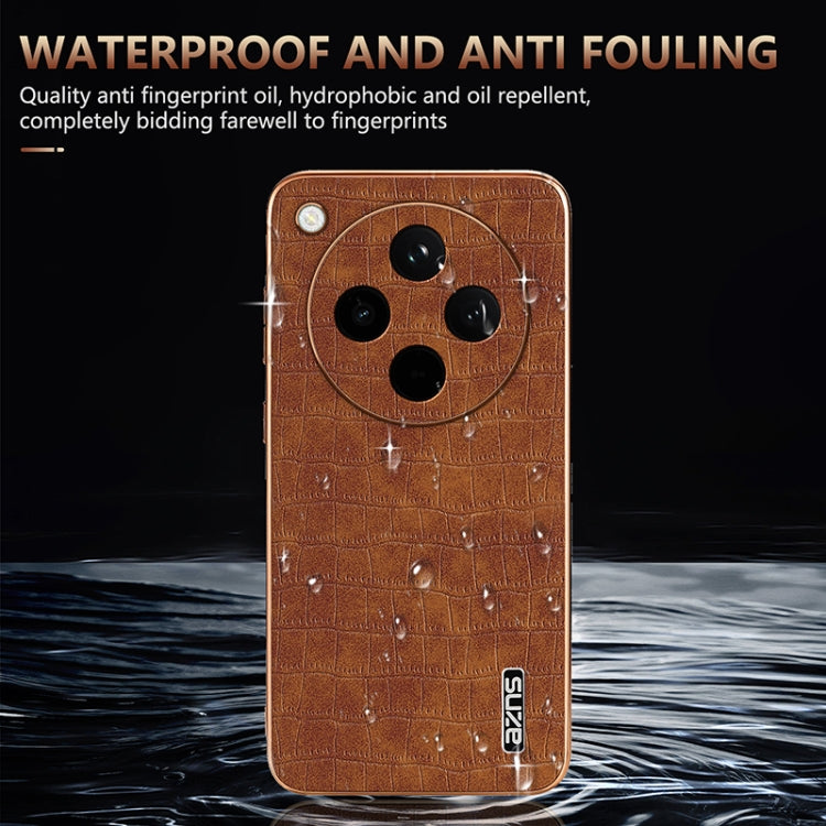 For OPPO Find X8 AZNS Electroplated Frame Crocodile Texture Full Coverage Phone Case