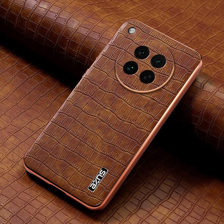 For OPPO Find X8s AZNS Electroplated Frame Crocodile Texture Full Coverage Phone Case