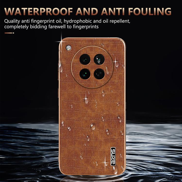 For OPPO Find X8s AZNS Electroplated Frame Crocodile Texture Full Coverage Phone Case