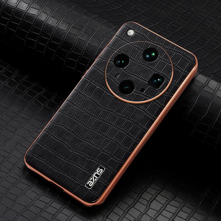 For OPPO Find X8 Ultra AZNS Electroplated Frame Crocodile Texture Full Coverage Phone Case
