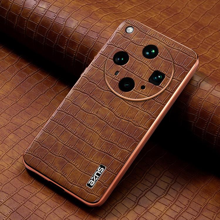 For OPPO Find X8 Ultra AZNS Electroplated Frame Crocodile Texture Full Coverage Phone Case