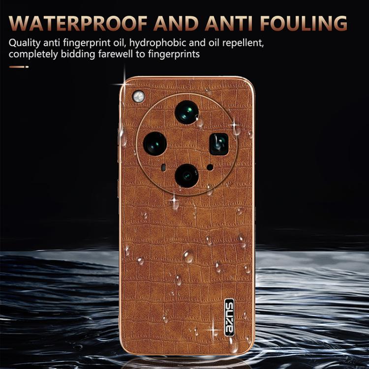 For OPPO Find X8 Ultra AZNS Electroplated Frame Crocodile Texture Full Coverage Phone Case