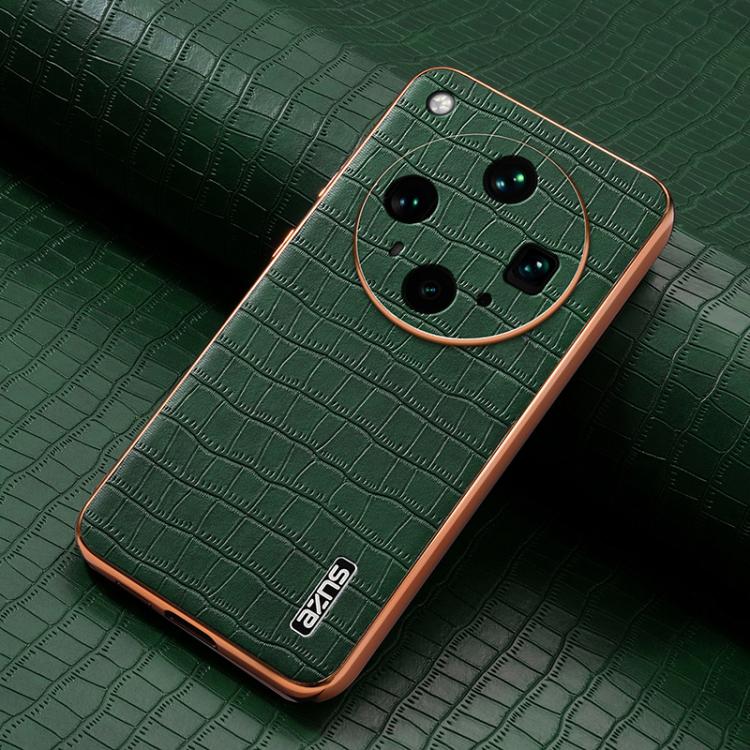 For OPPO Find X8 Ultra AZNS Electroplated Frame Crocodile Texture Full Coverage Phone Case