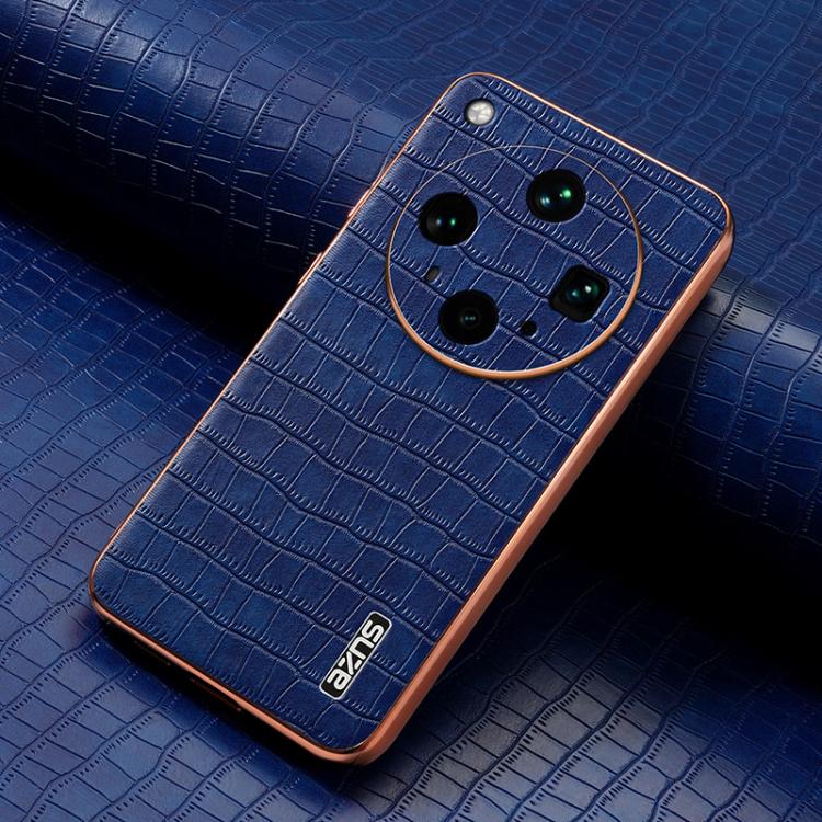 For OPPO Find X8 Ultra AZNS Electroplated Frame Crocodile Texture Full Coverage Phone Case
