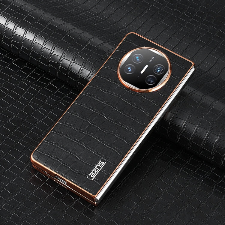 For Huawei Mate X3 / X5 AZNS Electroplated Frame Crocodile Texture Full Coverage Phone Case