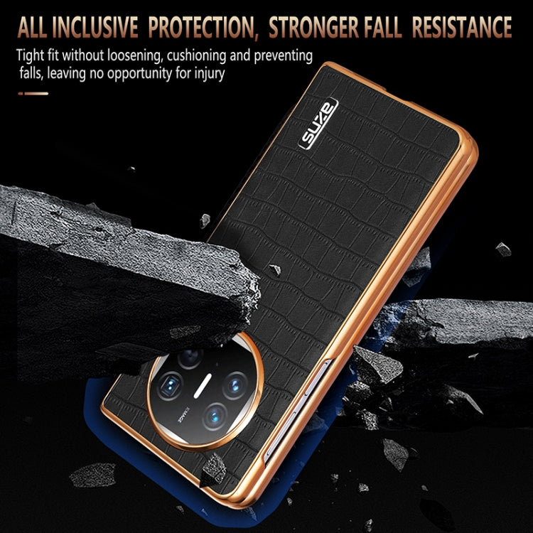 For Huawei Mate X3 / X5 AZNS Electroplated Frame Crocodile Texture Full Coverage Phone Case