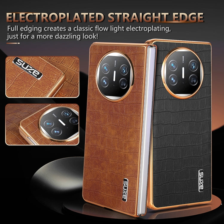 For Huawei Mate X3 / X5 AZNS Electroplated Frame Crocodile Texture Full Coverage Phone Case