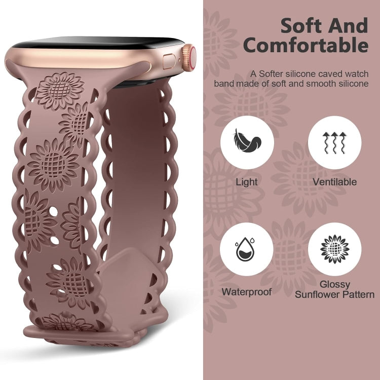 For Apple Watch Ultra 2 49mm Lace Sunflower Embossed Silicone Watch Band