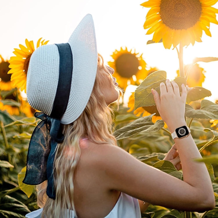 For Apple Watch Series 9 45mm Lace Sunflower Embossed Silicone Watch Band