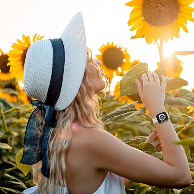 For Apple Watch Series 9 41mm Lace Sunflower Embossed Silicone Watch Band