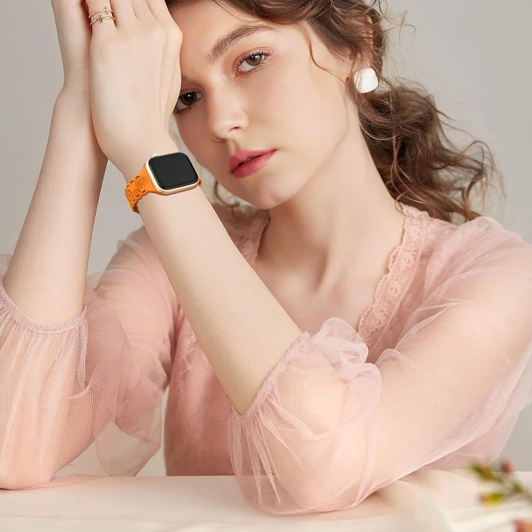 For Apple Watch SE 40mm Lace Sunflower Embossed Silicone Watch Band