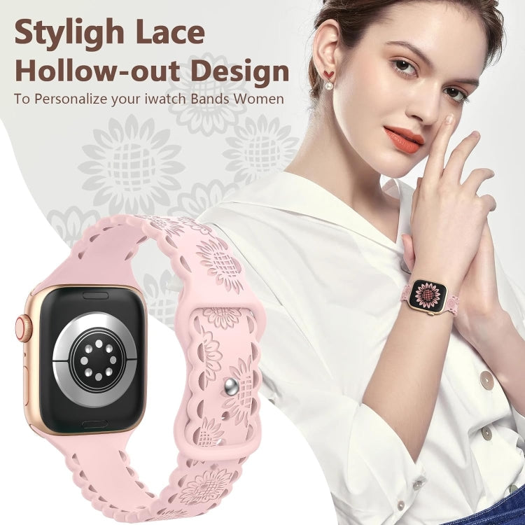 For Apple Watch SE 40mm Lace Sunflower Embossed Silicone Watch Band