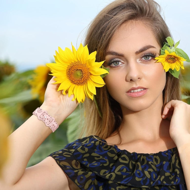 For Apple Watch SE 40mm Lace Sunflower Embossed Silicone Watch Band