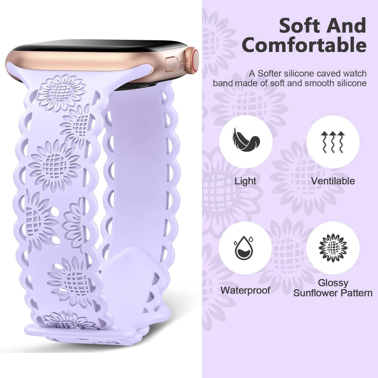For Apple Watch SE 40mm Lace Sunflower Embossed Silicone Watch Band
