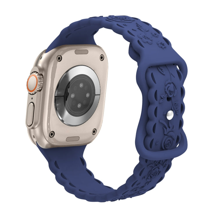 For Apple Watch Ultra 49mm Lace 3D Rose Embossed Silicone Watch Band