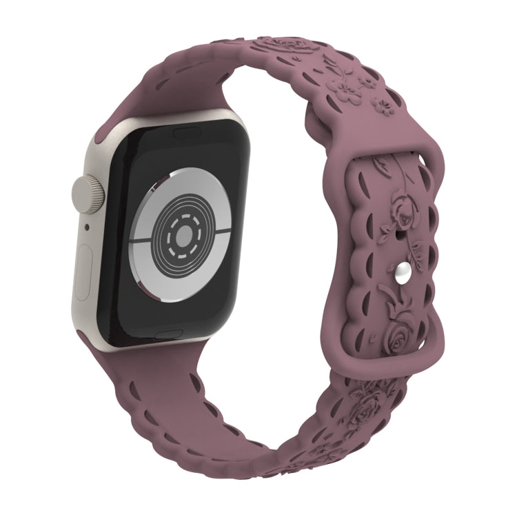 For Apple Watch SE 40mm Lace 3D Rose Embossed Silicone Watch Band