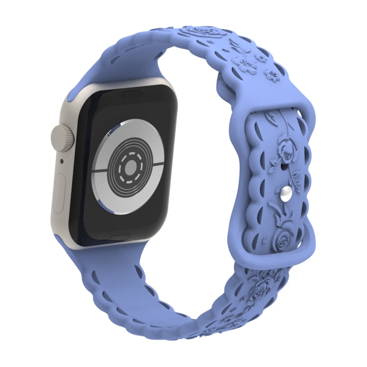 For Apple Watch SE 40mm Lace 3D Rose Embossed Silicone Watch Band