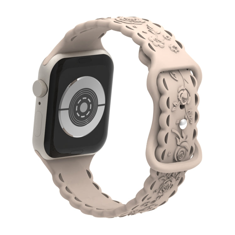For Apple Watch SE 40mm Lace 3D Rose Embossed Silicone Watch Band