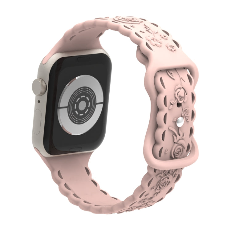 For Apple Watch SE 40mm Lace 3D Rose Embossed Silicone Watch Band
