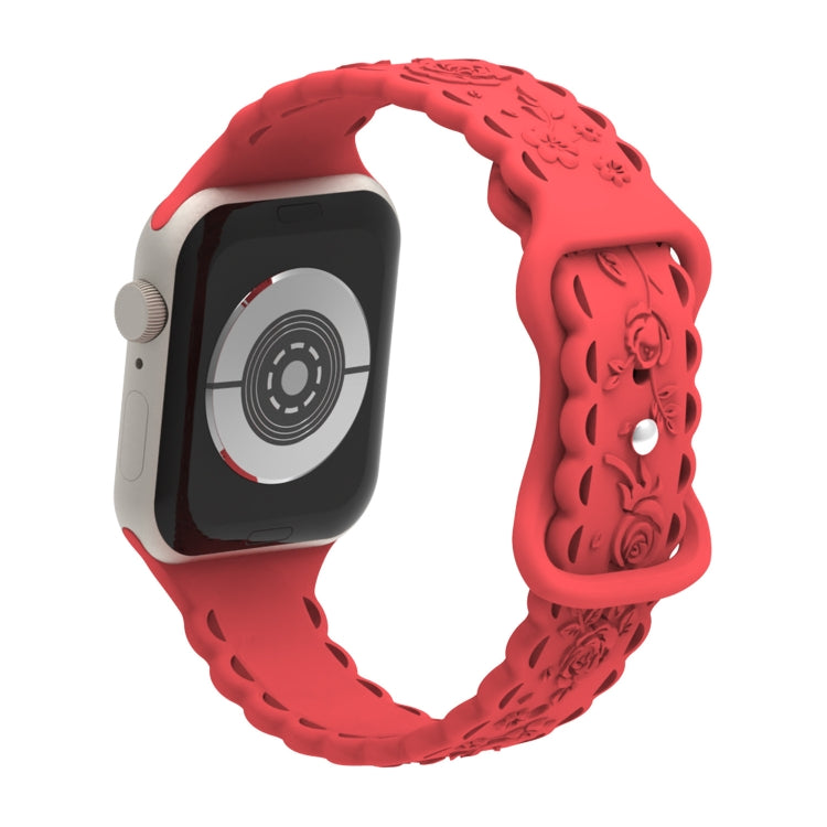 For Apple Watch SE 40mm Lace 3D Rose Embossed Silicone Watch Band