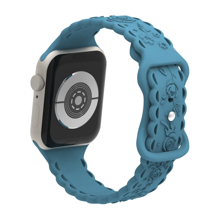 For Apple Watch SE 40mm Lace 3D Rose Embossed Silicone Watch Band