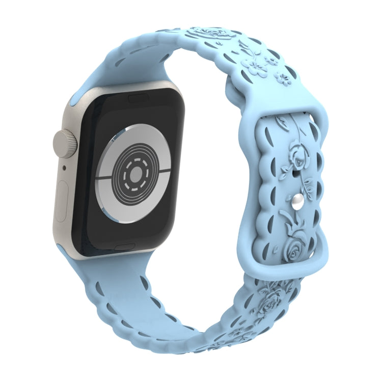 For Apple Watch SE 40mm Lace 3D Rose Embossed Silicone Watch Band