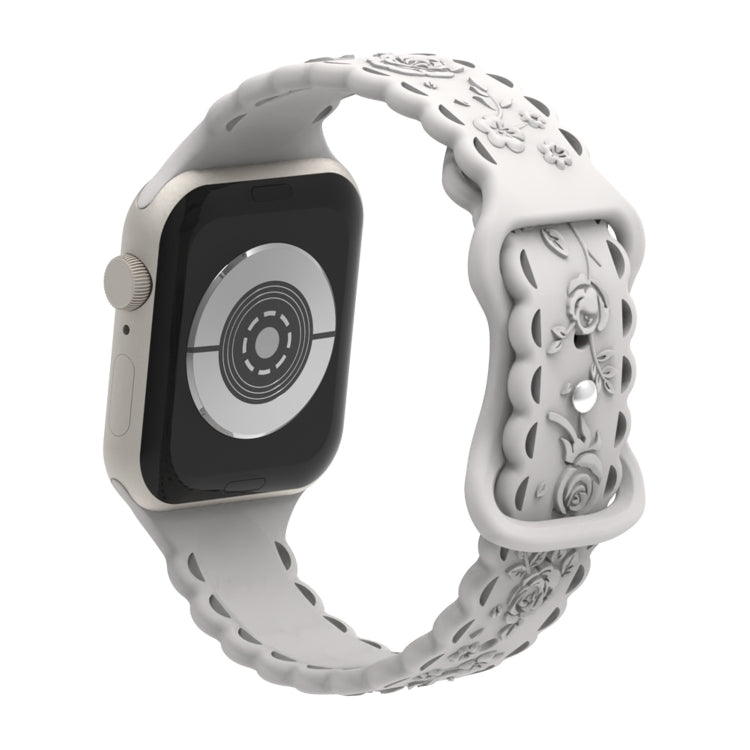 For Apple Watch SE 40mm Lace 3D Rose Embossed Silicone Watch Band
