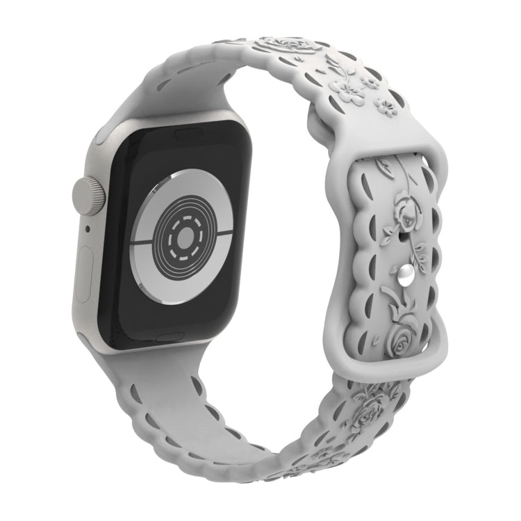 For Apple Watch SE 40mm Lace 3D Rose Embossed Silicone Watch Band