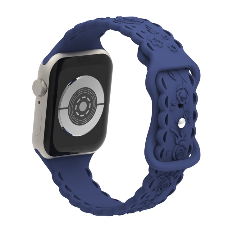 For Apple Watch SE 40mm Lace 3D Rose Embossed Silicone Watch Band