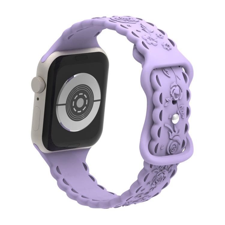 For Apple Watch Series 5 40mm Lace 3D Rose Embossed Silicone Watch Band