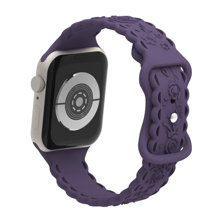 For Apple Watch Series 4 40mm Lace 3D Rose Embossed Silicone Watch Band