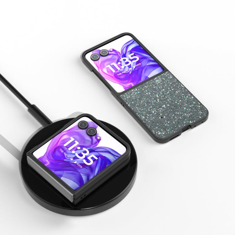 For Motorola Razr 50 Ultra Black Frame Colorful Glitter Phone Case