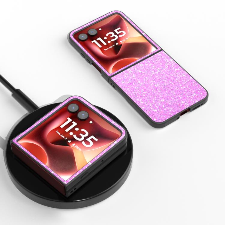 For Motorola Razr 60 Ultra Black Frame Colorful Glitter Phone Case