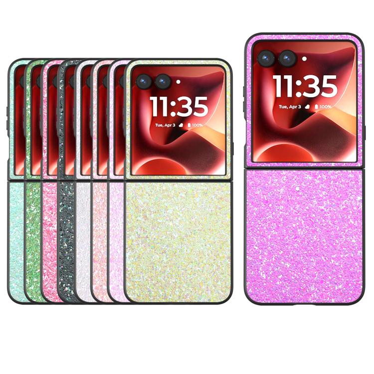 For Motorola Razr 60 Ultra Black Frame Colorful Glitter Phone Case