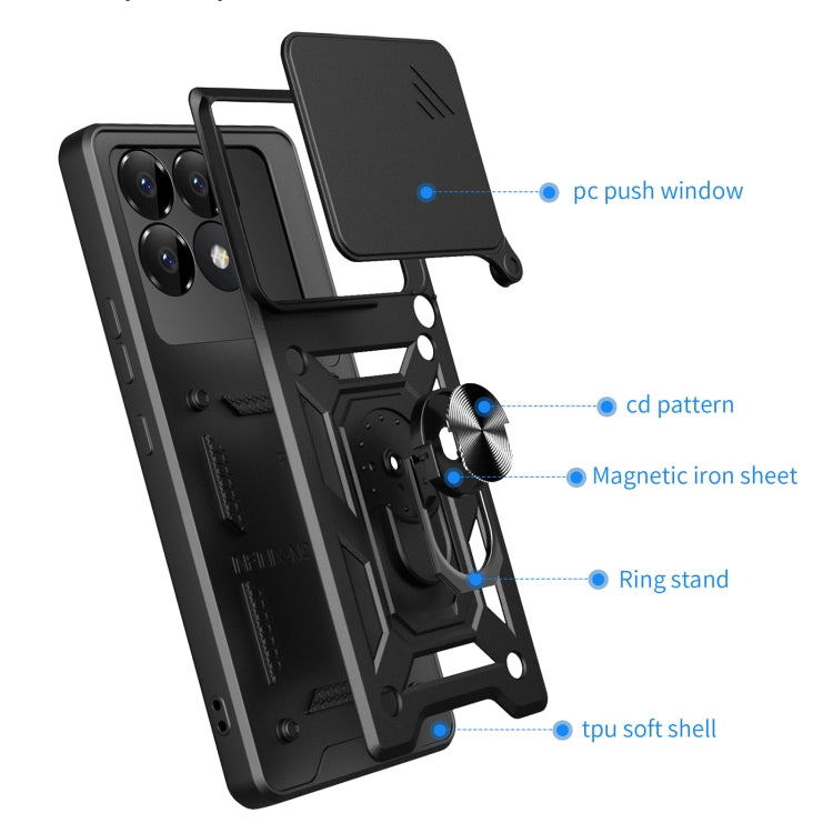 For Xiaomi Poco F6 Pro Sliding Camera Cover Design TPU+PC Phone Case