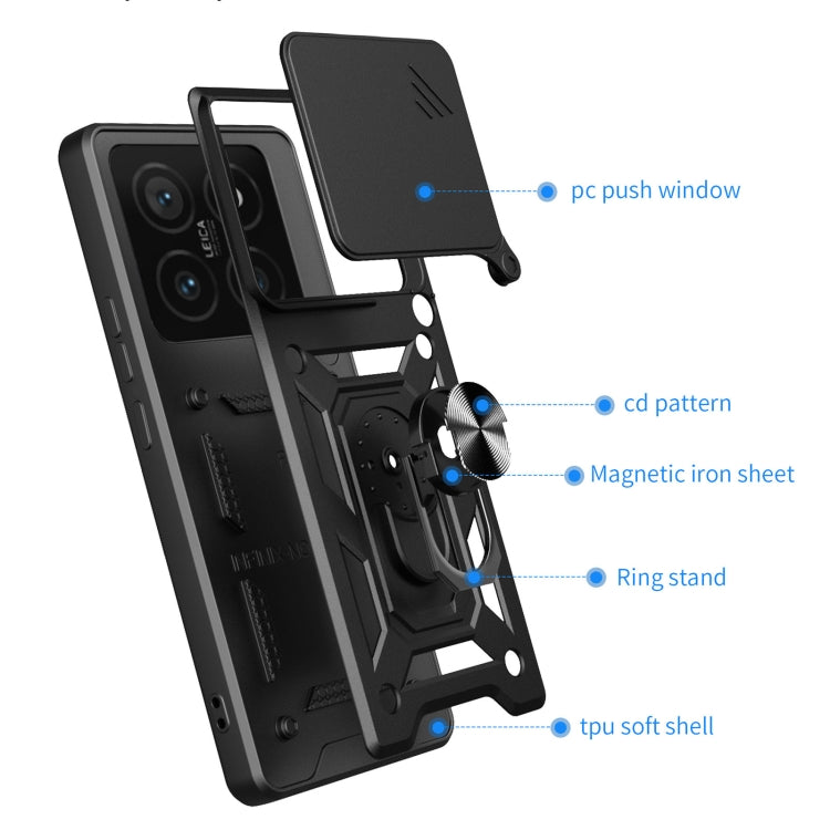 For Xiaomi 14T 5G Sliding Camera Cover Design TPU+PC Phone Case