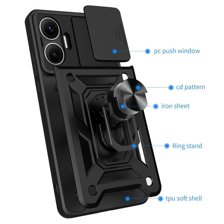 For Xiaomi Poco F7 / Turbo 4 Pro Sliding Camera Cover Design TPU+PC Phone Case