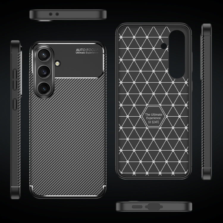 For Samsung Galaxy S24 FE 5G Carbon Fiber Texture Shockproof TPU Phone Case - Black