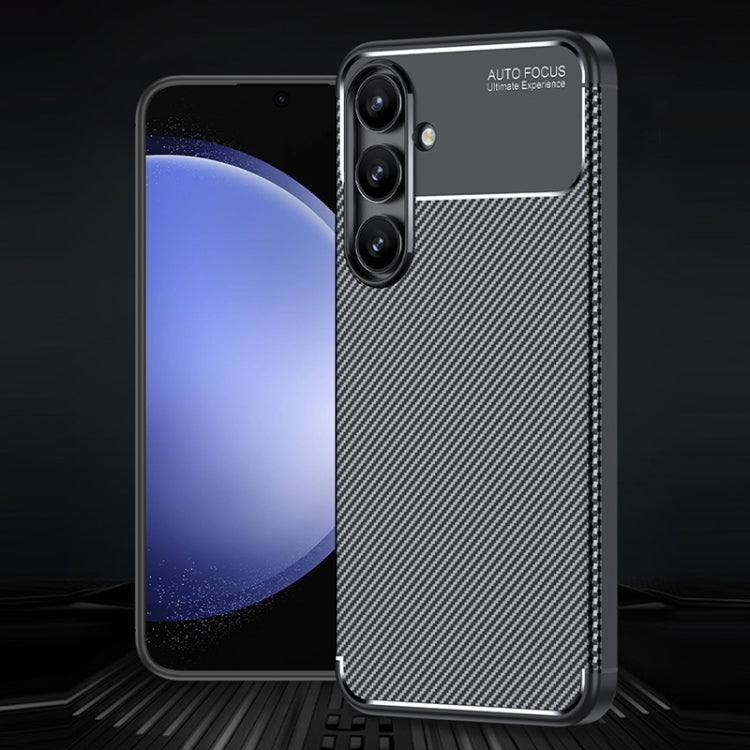 For Samsung Galaxy S24 FE 5G Carbon Fiber Texture Shockproof TPU Phone Case - Black