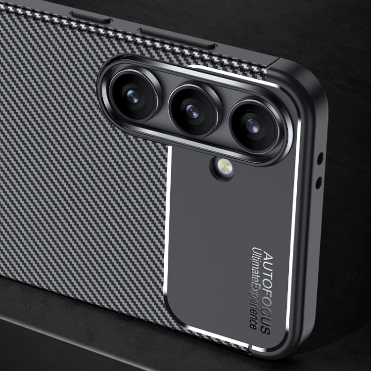 For Samsung Galaxy S24 FE 5G Carbon Fiber Texture Shockproof TPU Phone Case - Black