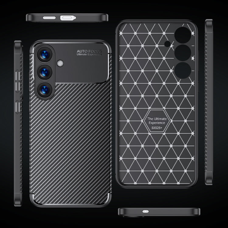 For Samsung Galaxy S25 5G Carbon Fiber Texture Shockproof TPU Phone Case - Black