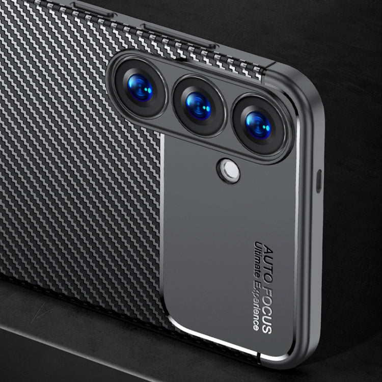 For Samsung Galaxy S25 5G Carbon Fiber Texture Shockproof TPU Phone Case - Black