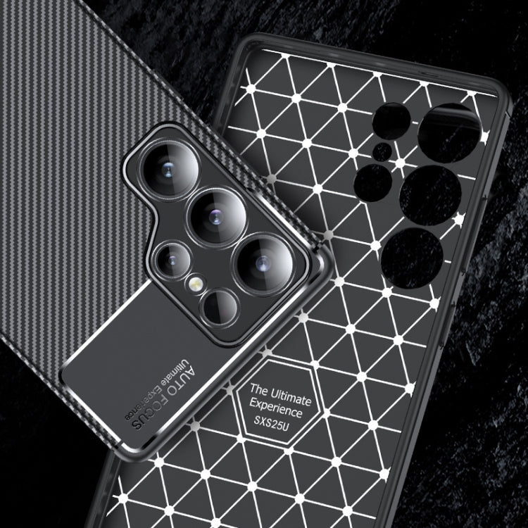 For Samsung Galaxy S25 Ultra 5G Carbon Fiber Texture Shockproof TPU Phone Case - Black