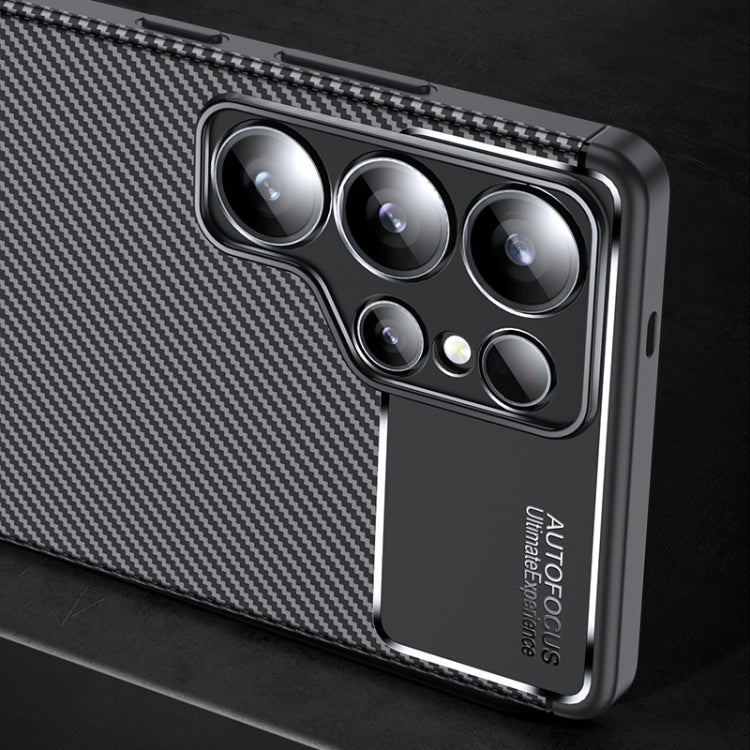 For Samsung Galaxy S25 Ultra 5G Carbon Fiber Texture Shockproof TPU Phone Case - Black