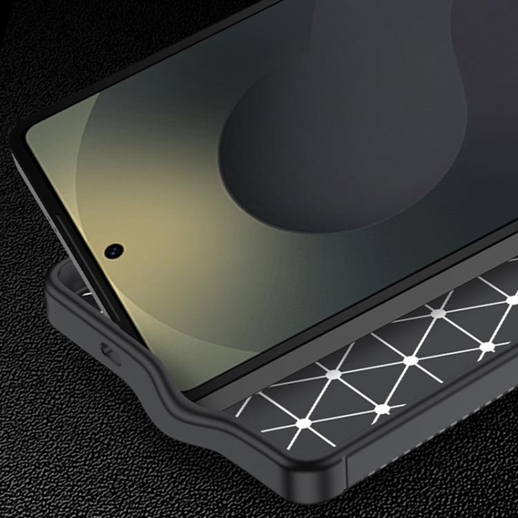 For Samsung Galaxy S25 Edge 5G Carbon Fiber Texture Shockproof TPU Phone Case - Black