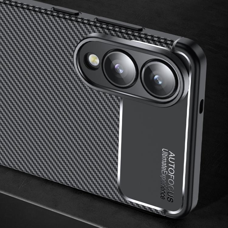 For Samsung Galaxy S25 Edge 5G Carbon Fiber Texture Shockproof TPU Phone Case - Black