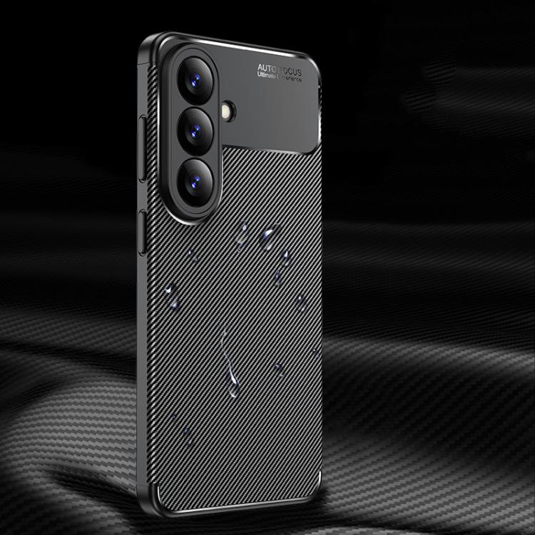 For Samsung Galaxy S26 5G Carbon Fiber Texture Shockproof TPU Phone Case - Black