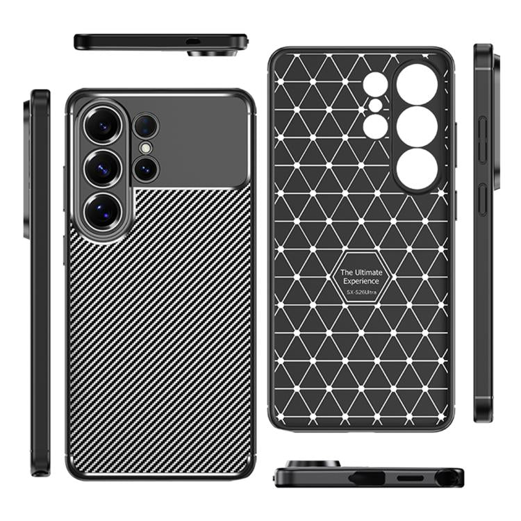 For Samsung Galaxy S26 Ultra 5G Carbon Fiber Texture Shockproof TPU Phone Case - Black
